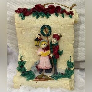 Holiday Scroll Ornament with Carolers